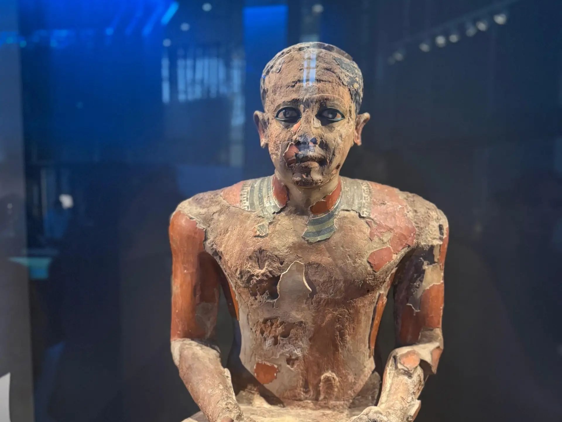 Ancient Egyptian statue in the Grand Egyptian Museum