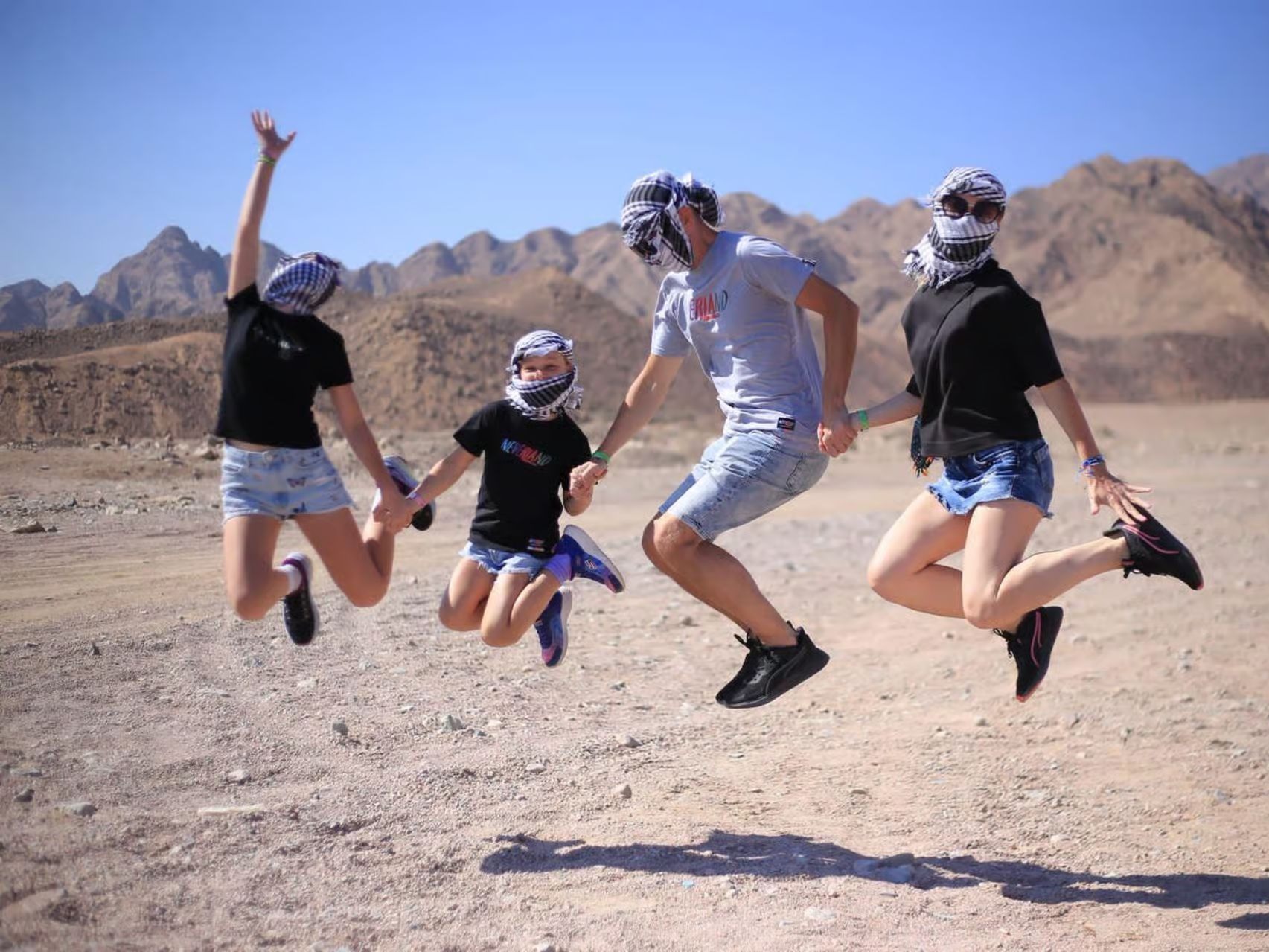 Group jumping in the Sinai desert