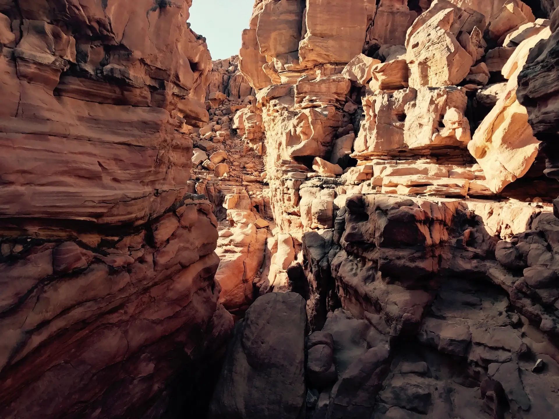 Narrow sandstone canyon passage
