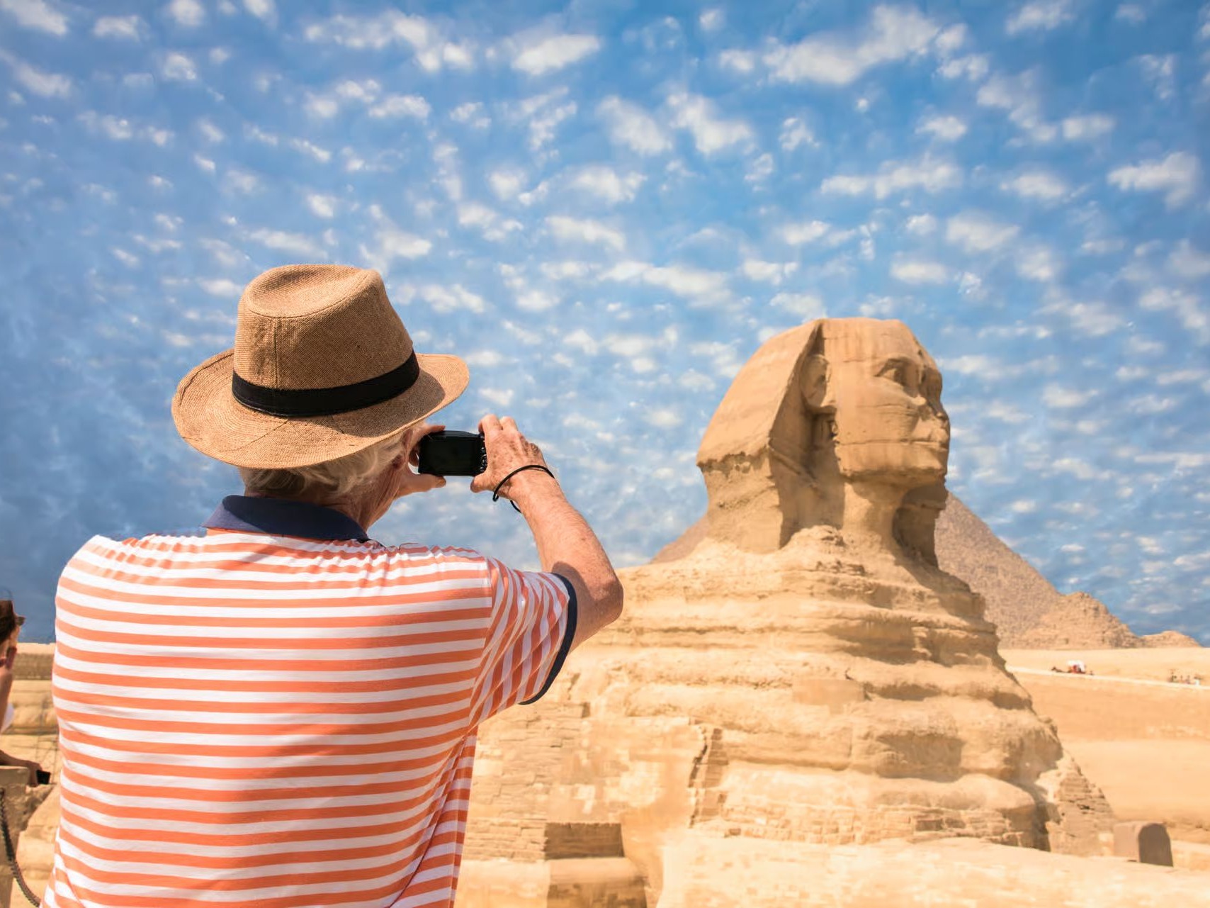 Visitor photographing the Great Sphinx