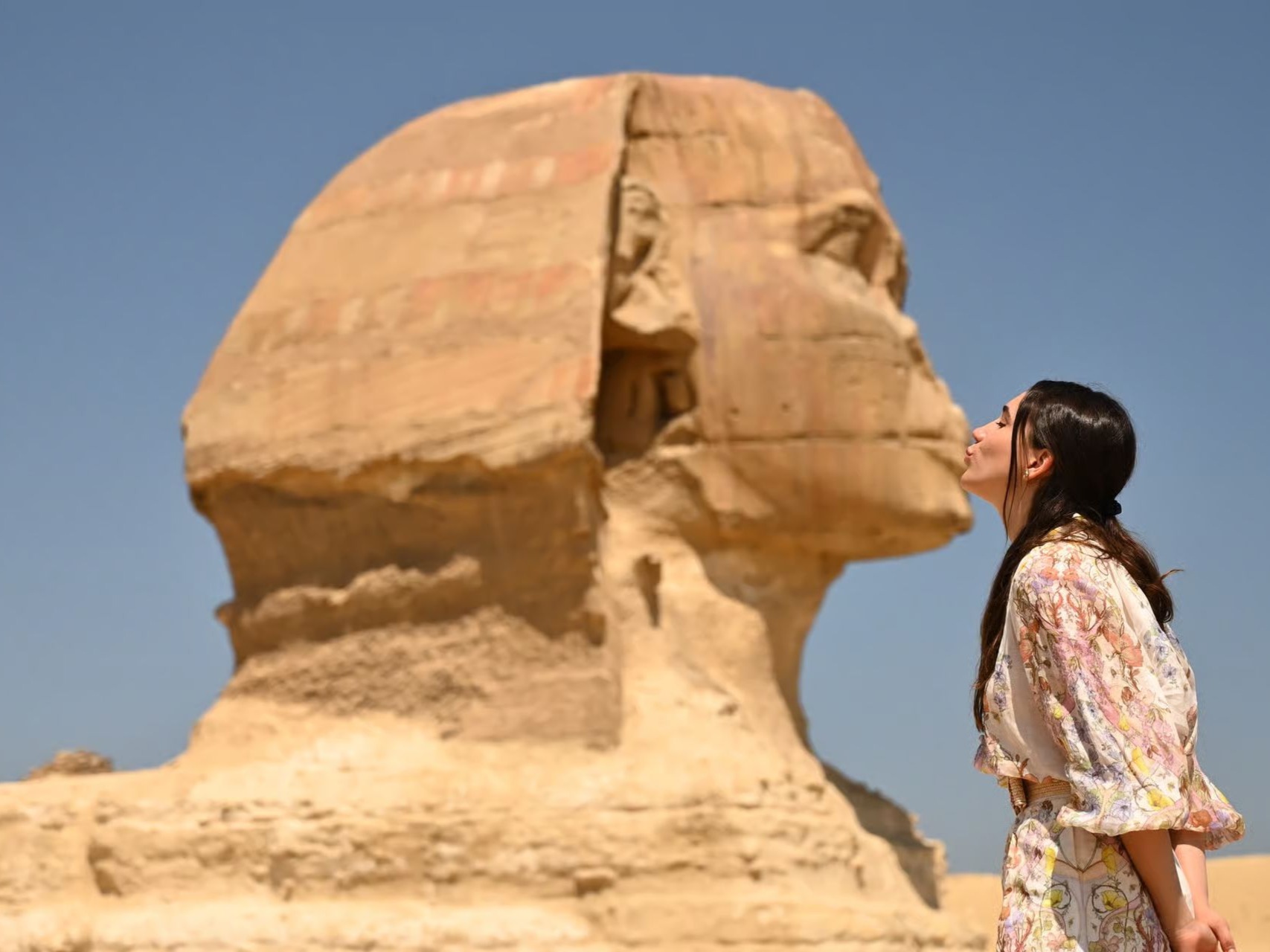 Visitor viewing the Great Sphinx