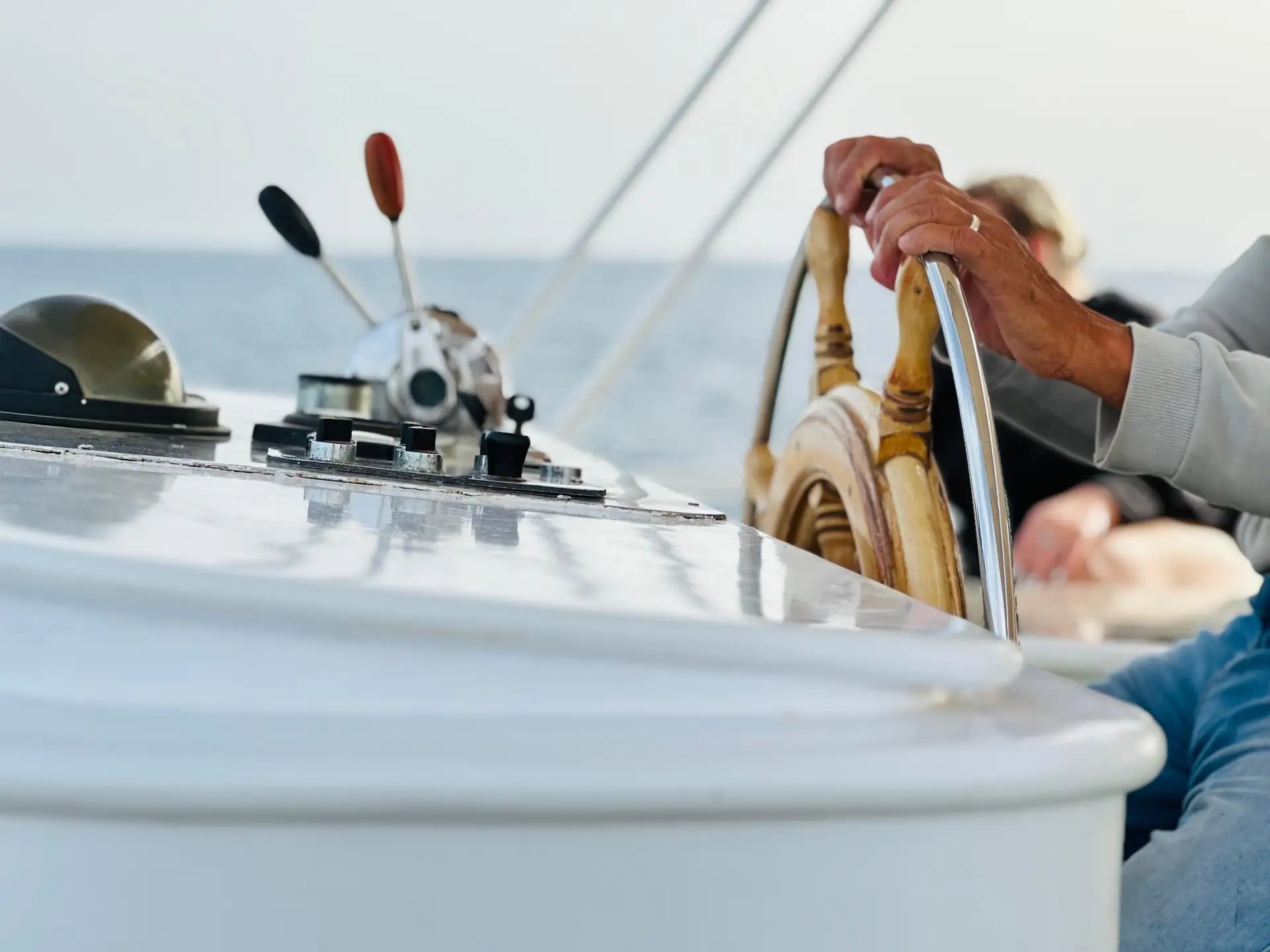 Captain steering the excursion boat