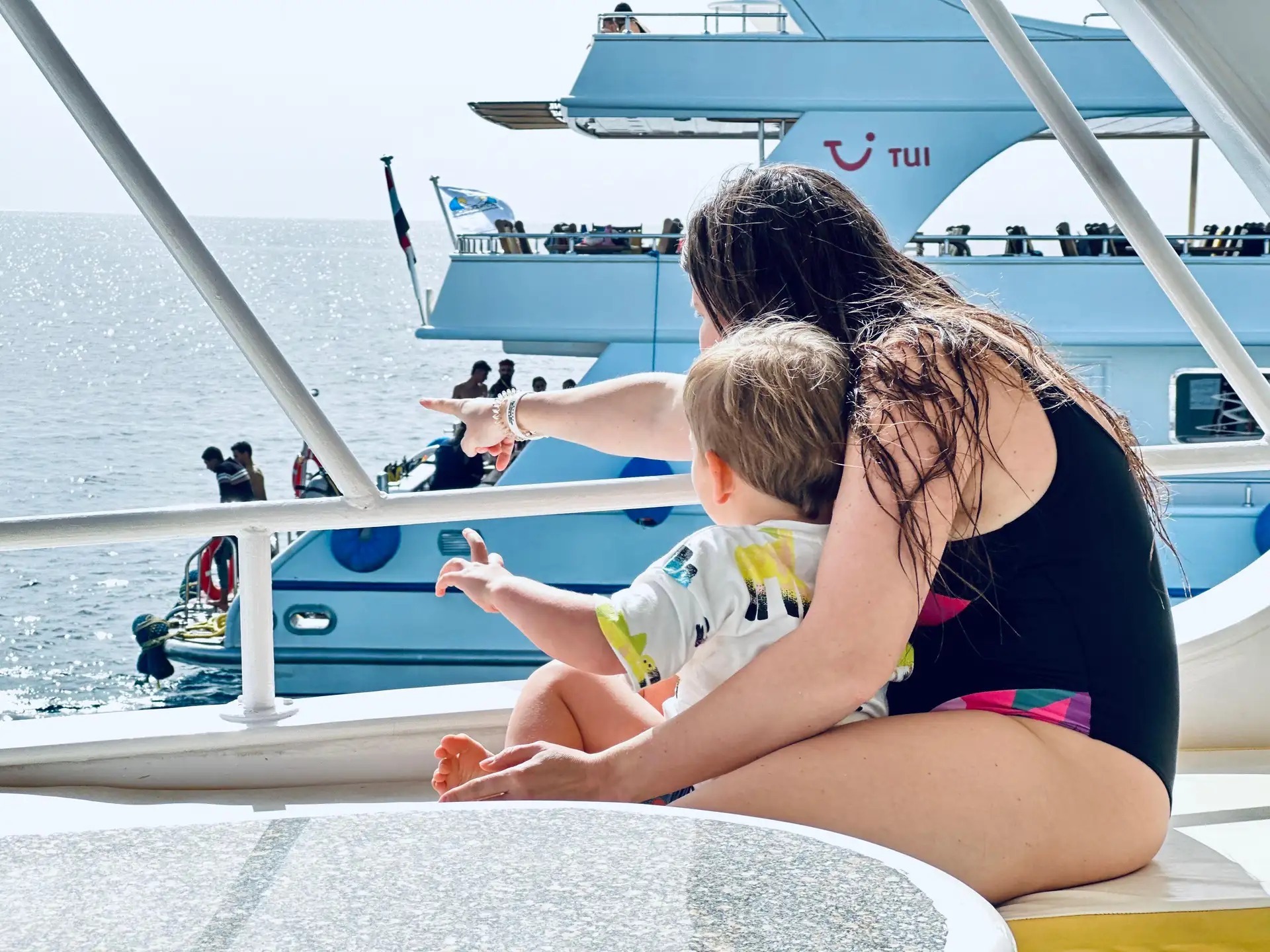 Mother and child on the excursion boat