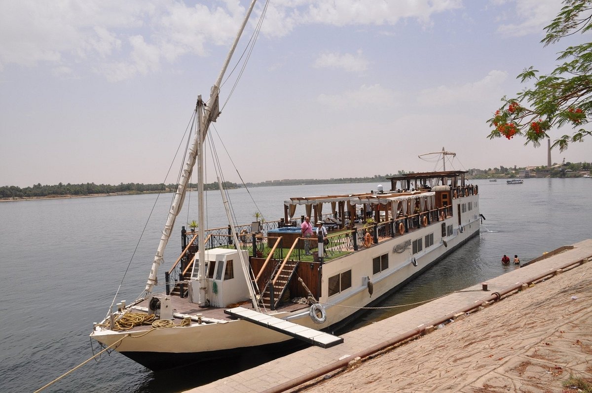 Merit 1 Dahabiya wooden sailing boat on the Nile, Egypt